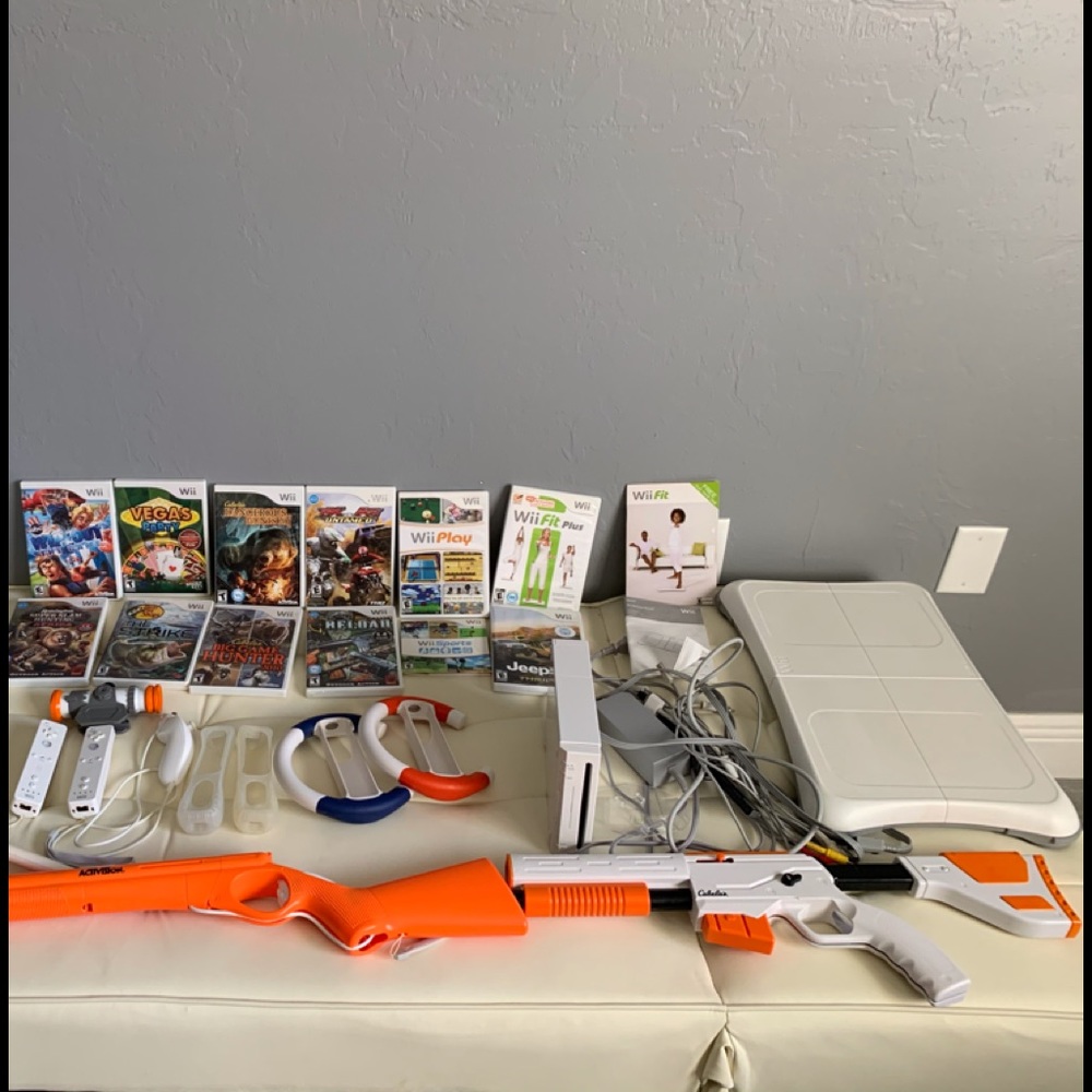 Wii console, wii fit balance board, and much more